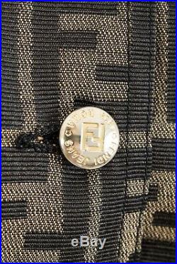 Fendi Womens Rare Vintage Zucca Ff Monogram Jacket Vest Gilet Coat 40 It