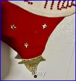 Finished Bucilla Felt Sequin Christmas Santa With Bella Wall Hanging 60's