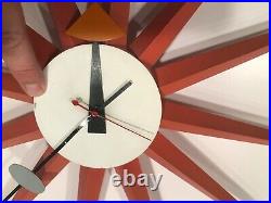 George Nelson Starburst Spike Clock RARE Red VINTAGE original Mid Century Modern