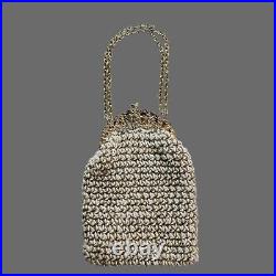 Gorgeous Rare Vintage Crochet Purse Gold Tone Lock & Chain MADE IN ITALY