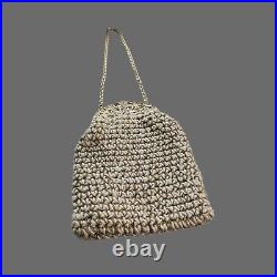 Gorgeous Rare Vintage Crochet Purse Gold Tone Lock & Chain MADE IN ITALY