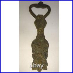 HANDMADE RARE ANTIQUE Solid Brass Bottle Opener 4 1/2 Vintage Hindu God Carved