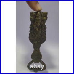 HANDMADE RARE ANTIQUE Solid Brass Bottle Opener 4 1/2 Vintage Hindu God Carved