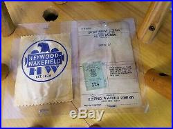 HEYWOOD WAKEFIELD Vintage Bar Stools Furniture Rattan Green Swivel Rare Labels