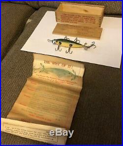 Heddon #150 Dowagiac minnow With Wood Box And Paperwork Nice Extremely Rare