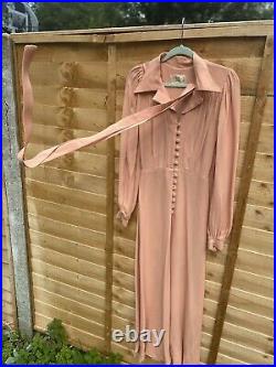 Iconic Ossie Clark Vintage Blush Pink Fine & Rare Maxi Gown / Wedding Size 6-12