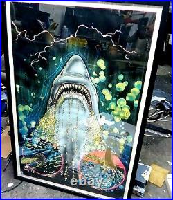 JAWS Ultra Rare Poster Vintage Monarch 1975 Black Light Shark Poster 1of 1