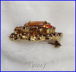 JULIANA Vintage Flower Glass Rhinestone Layered Domed Brooch Pin RARE Antique