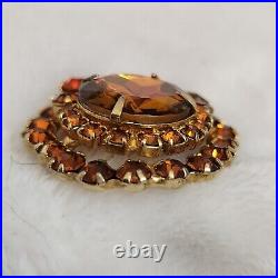 JULIANA Vintage Flower Glass Rhinestone Layered Domed Brooch Pin RARE Antique