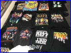 LOT OF 19 VINTAGE KISS Shirts NOS Rare Concert Gene Simmons Tour Rock 80's 90's