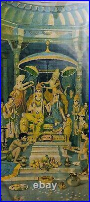 Lord Sri Rama Pattabhishekam Rare Antique Vintage Old Print Hindu Temple F51