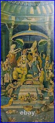 Lord Sri Rama Pattabhishekam Rare Antique Vintage Old Print Hindu Temple F51