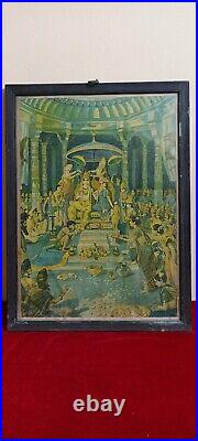 Lord Sri Rama Pattabhishekam Rare Antique Vintage Old Print Hindu Temple F51