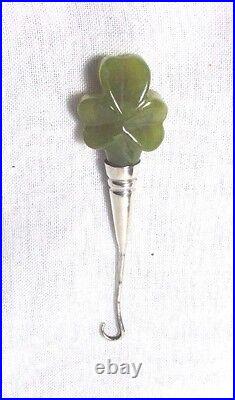 LuCkY CLOVER BUTTON HOOKOriginal Antique 4 HALLMARKS year 1902, RaRe