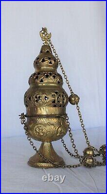 Nice Antique Vintage Gothic Censer/Thurible, Rare Tall 12 ht