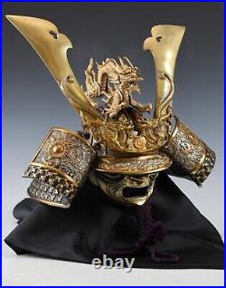 Nice Vintage Japanese Samurai Helmet -Great Dragon- with a mask Rare