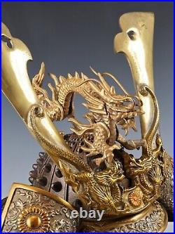 Nice Vintage Japanese Samurai Helmet -Great Dragon- with a mask Rare