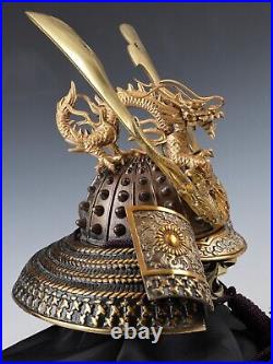 Nice Vintage Japanese Samurai Helmet -Great Dragon- with a mask Rare