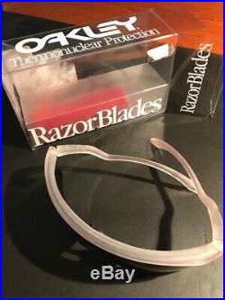 Oakley Razor Blades Matte Clear Blue Iridium Authentic Vintage Rare