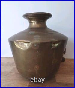 Old Vintage Rare Handmade Unique Rich Patina Heavy Big Brass Pot / Vase