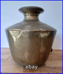 Old Vintage Rare Handmade Unique Rich Patina Heavy Big Brass Pot / Vase