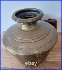 Old Vintage Rare Handmade Unique Rich Patina Heavy Big Brass Pot / Vase