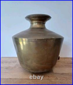 Old Vintage Rare Handmade Unique Rich Patina Heavy Big Brass Pot / Vase