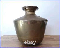 Old Vintage Rare Handmade Unique Rich Patina Heavy Big Brass Pot / Vase