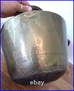 Old Vintage Rare Handmade Unique Rich Patina Heavy Big Brass Pot / Vase