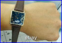Omega 14k Gents Solid gold watch Rare Blue Dial RefD6624 Cal620-17 jewels