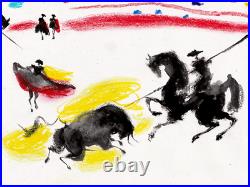 Pablo Picasso Original Hand Signed Vintage Painting Bullfighters Modern Art Rare