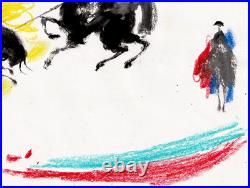 Pablo Picasso Original Hand Signed Vintage Painting Bullfighters Modern Art Rare