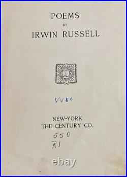 Poems By Irwin Russell 1888, Antique Vintage Rare