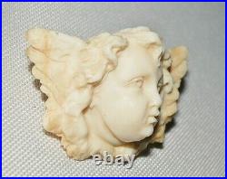 RARE 1800s Antique Vintage Carved Bovine Bone Victorian Cherub Cupid Pin Brooch