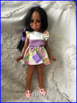 RARE 70s Vintage Ideal Daisy Black Doll Velvet Crissy Box Original Dress Works