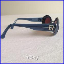 RARE 90s Vintage FENDI OVAL SUNGLASSES Blue Brushed Metal SL 7112 made in ITALY