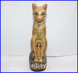 RARE ANTIQUE ANCIENT EGYPTIAN PHARAONIC Cat Bast Bastet Statue -EGYCOM (PB)