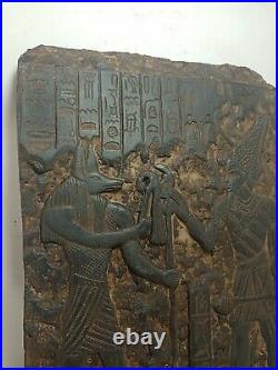 RARE ANTIQUE ANCIENT EGYPTIAN Stela God Osiris Lord God Anubis Protect 1530 Bc