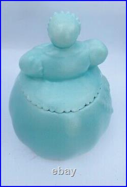 RARE ANTIQUE Abingdon LITTLE OLD LADY GRANNY Ariel Blue Vintage Cookie Jar