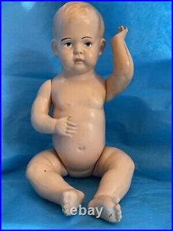 RARE ANTIQUE VISCOLOID JOINTED BABY BOY DOLL HARD CELLULOID VCO USA DuPONT V Co