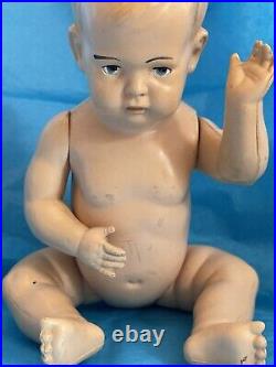 RARE ANTIQUE VISCOLOID JOINTED BABY BOY DOLL HARD CELLULOID VCO USA DuPONT V Co