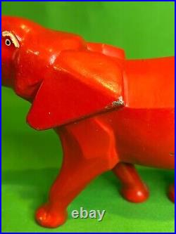 RARE ANTIQUE Vintage Cast iron Red Elephant J. B 3033 Figurine Statue