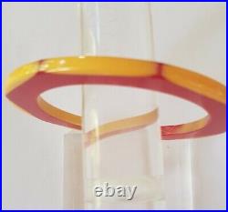 RARE ANTIQUE Vintage Octagon Two Tone BAKELITE Bangle Bracelet Red & Yellow