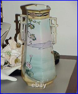 RARE Antique Beautiful Nippon Bird Vase Antique Vintage pottery 11 Decorated