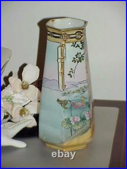 RARE Antique Beautiful Nippon Bird Vase Antique Vintage pottery 11 Decorated