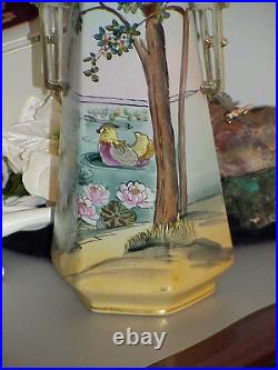 RARE Antique Beautiful Nippon Bird Vase Antique Vintage pottery 11 Decorated