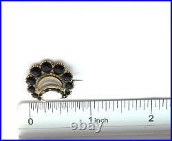 RARE Antique Georgian Mourning Brooch George IV Jet Hair Pin 14k Yellow Gold