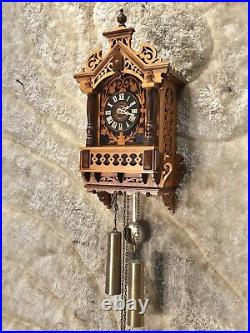 RARE Antique Germany Black Forest Strike Cuckoo Clock, 2 Brass Weight Driven
