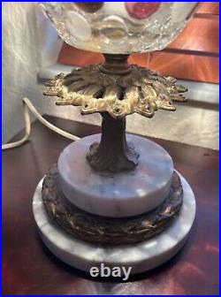 RARE Antique Lamp Vintage in Excellent Condition GLASS/BRASS and MARBLE Works ok