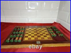 RARE Antique Soviet Chess INLAY BOOK Prison art Completely wooden Vintage#329